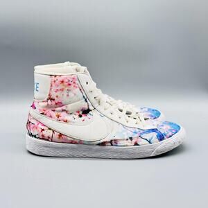 Nike Shoes Women 8.5 Pink White Blue Floral Blazer Mid Premium Athletic Sneakers